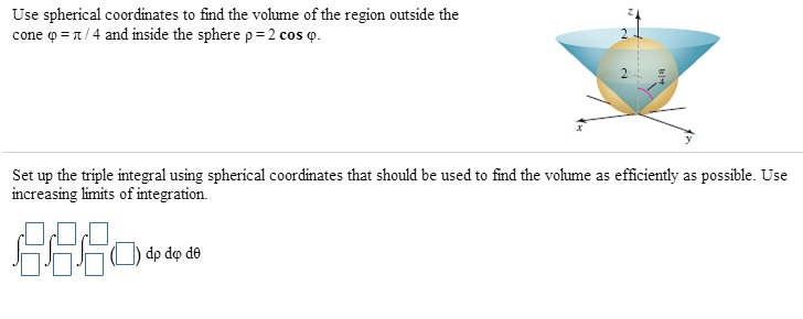 Solved Use spherical coordinates to find the volume of the | Chegg.com