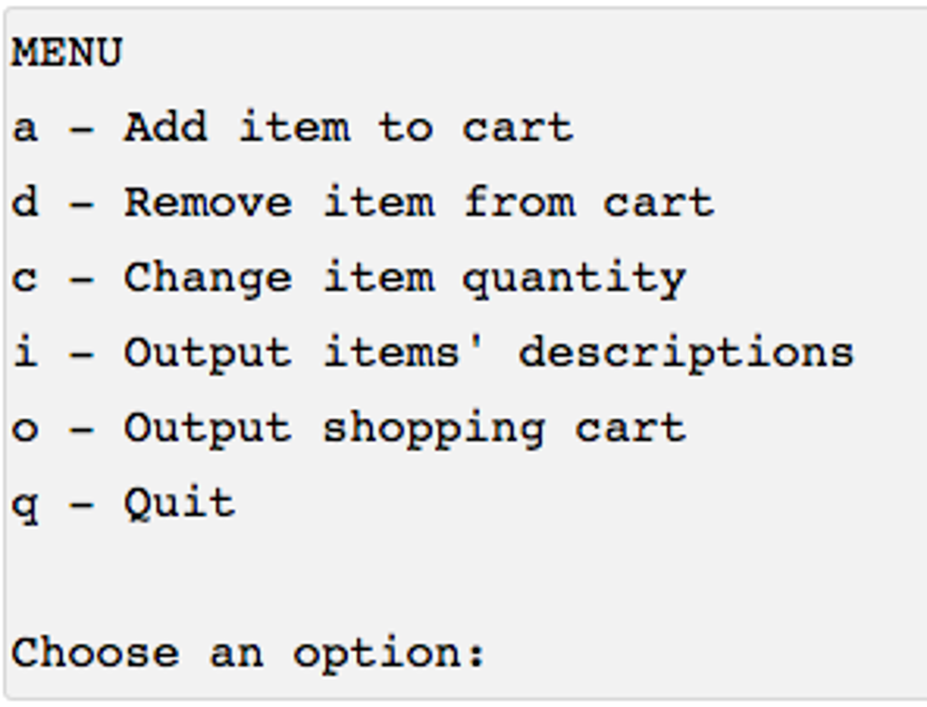 719 Online shopping cart (continued...) C++ Need