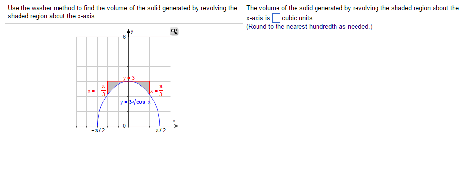 Solved Use the washer method to find the volume of the solid | Chegg.com