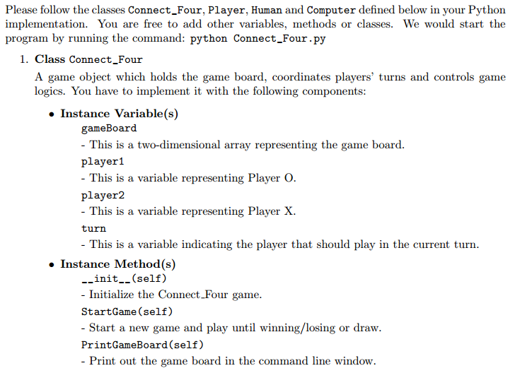 Solved How to write a connect4.py oop python program with | Chegg.com