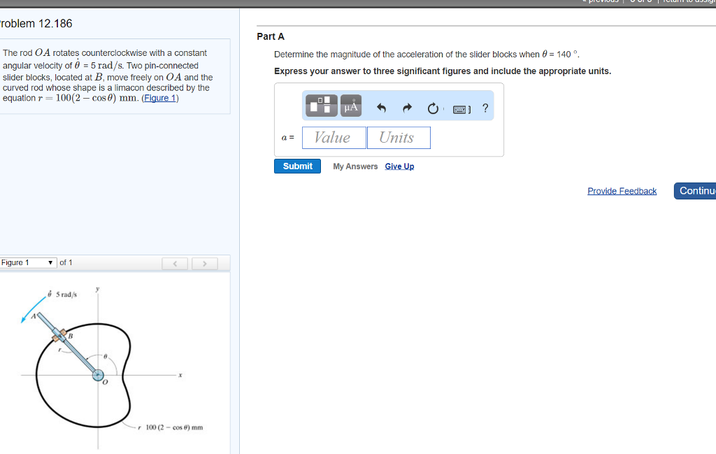 Solved roblem 12.186 Part A The rod OA rotates | Chegg.com