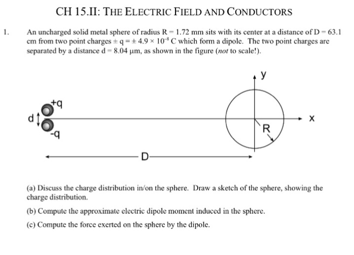 Solved An uncharged solid metal sphere of radius R = 1.72 mm
