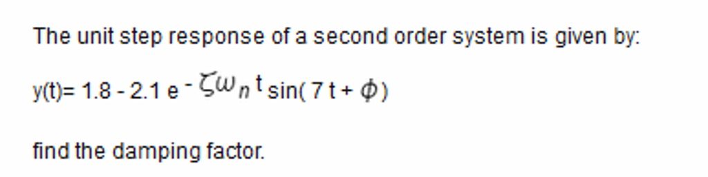 Solved The Unit Step Response Of A Second Order System Is