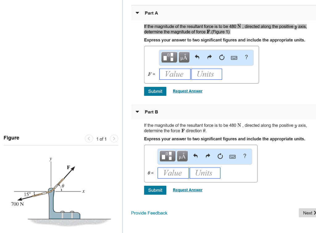Solved Part A If the magnitude of the resultant force is | Chegg.com
