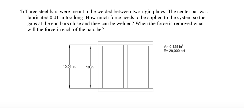 Solved Three steel bars were meant to be welded between two | Chegg.com