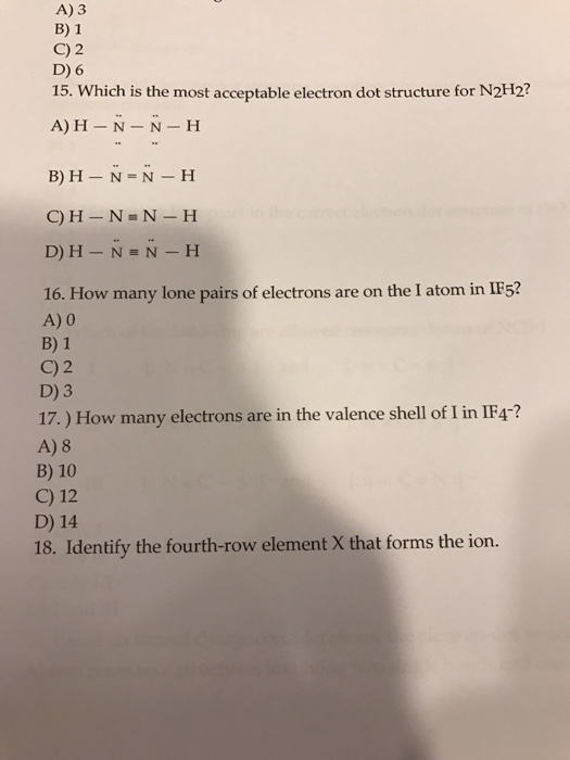 Solved 15. which is the most acceptable electron dot Chegg