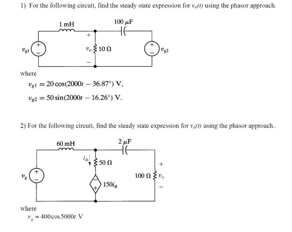 Solved For the following circuit, find the steady state | Chegg.com