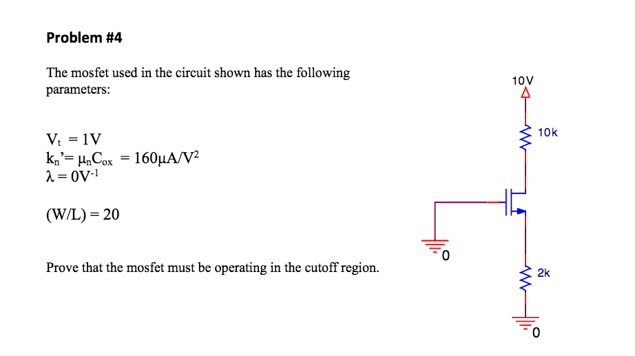 Solved The mosfet used in the circuit shown has the | Chegg.com