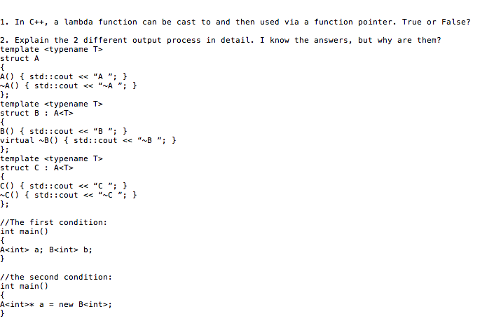Solved In C++, a lambda function can be cast to and then | Chegg.com