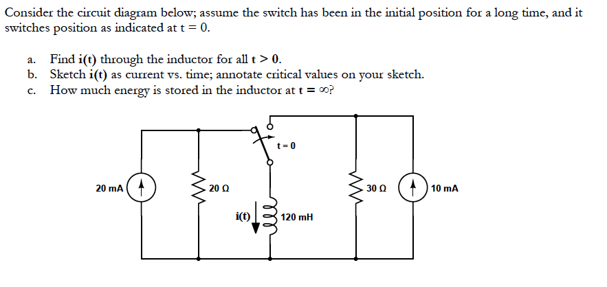 Solved Consider the circuit diagram below; assume the switch | Chegg.com