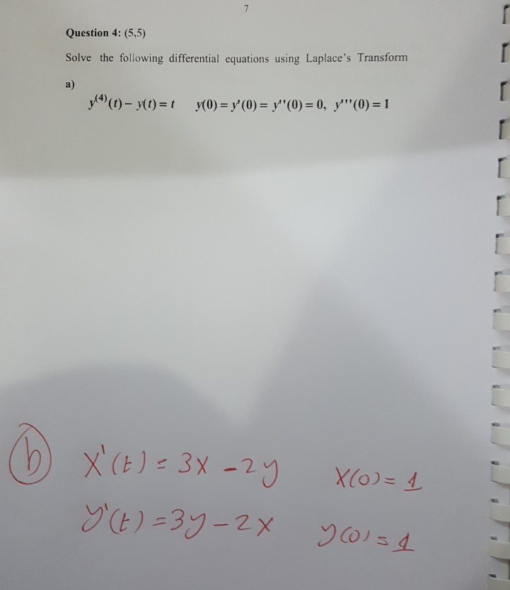 Solved Question 4 5 5 Solve The Following Differential Chegg