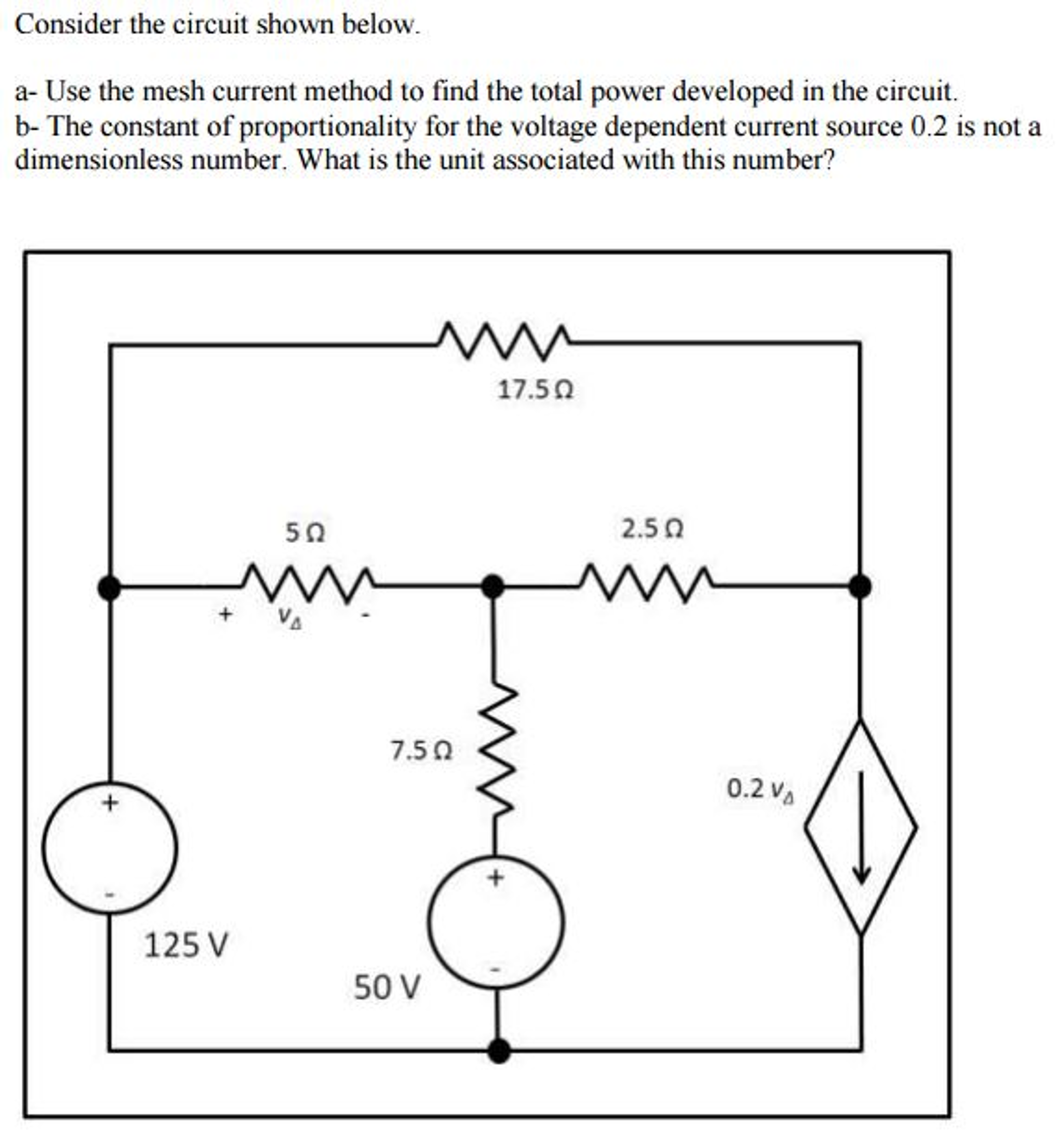 Solved Consider The Circuit Shown Below. Use The Mesh | Chegg.com