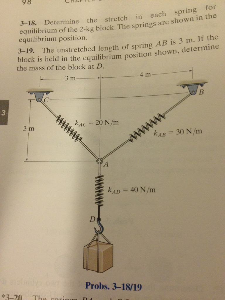 Solved Determine the stretch in each spring for equilibrium