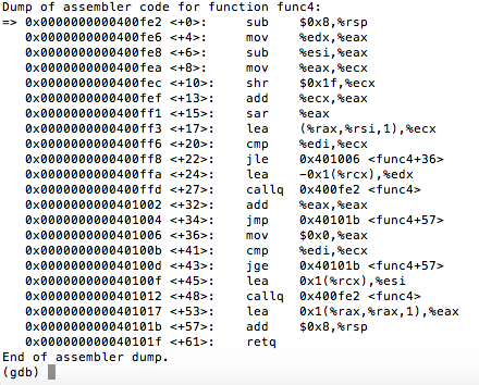 Dump of assembler code for function func4: => | Chegg.com