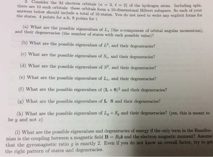 Solved Consider the 3d electron orbitals (n = 3, l = 2) of | Chegg.com