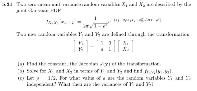 5.31 Two zero-mean unit-variance random variables X | Chegg.com