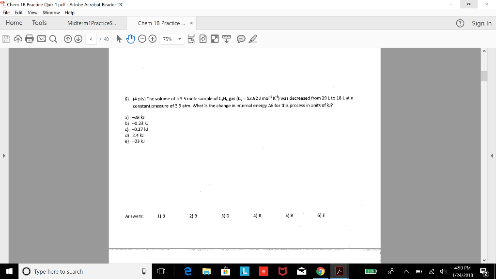 Solved Chem 1B Practice Quiz 1.pdf Adobe Acrobat Reader DC | Chegg.com