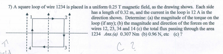 Solved 7) A square loop of wire 1234 is placed in a uniform | Chegg.com