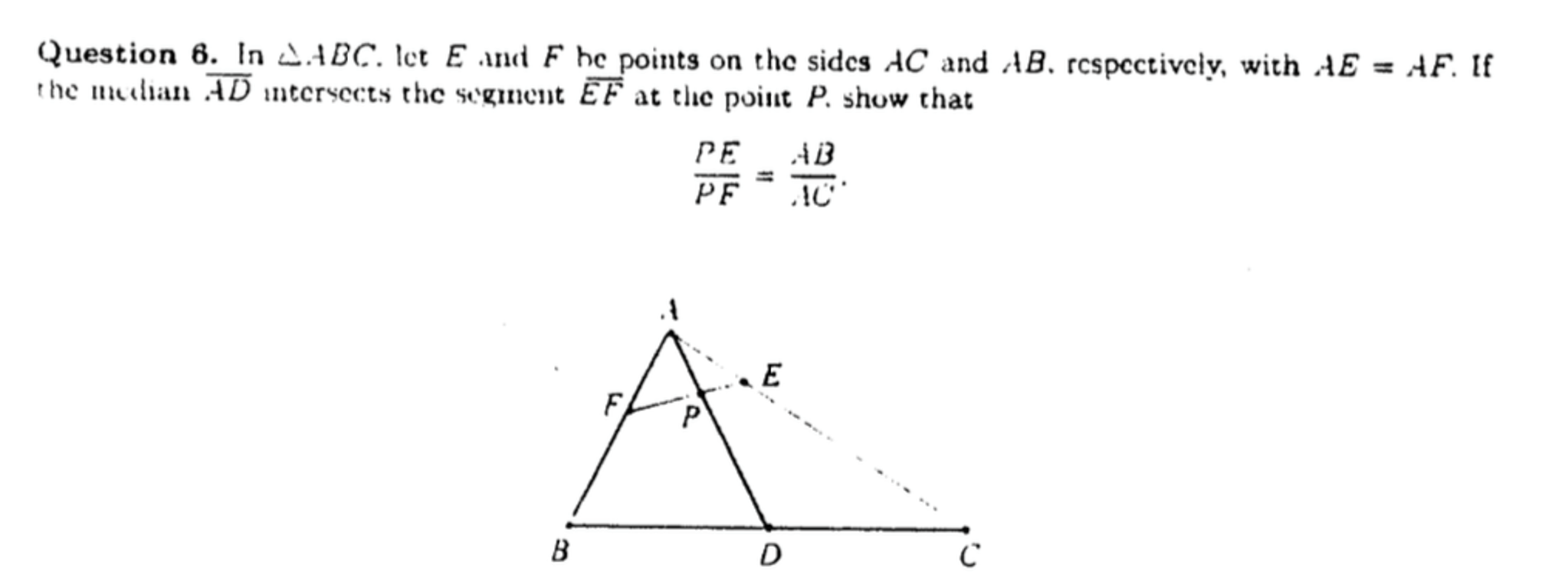Solved In Delta ABC, let E and F be points on the sides AC | Chegg.com