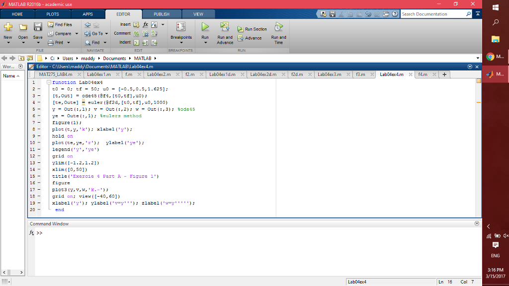 Solved Im having trouble coding a third order ode, ive | Chegg.com