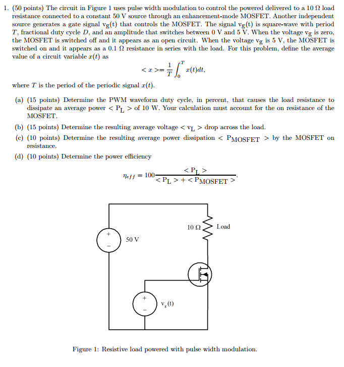 Solved The circuit in Figure 1 uses pulse width modulation | Chegg.com