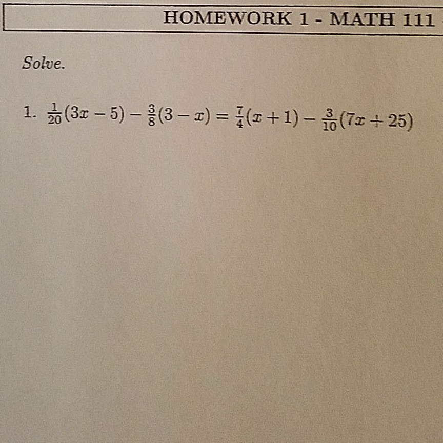 Solve 1 3 5 3x 2 5 3 7x