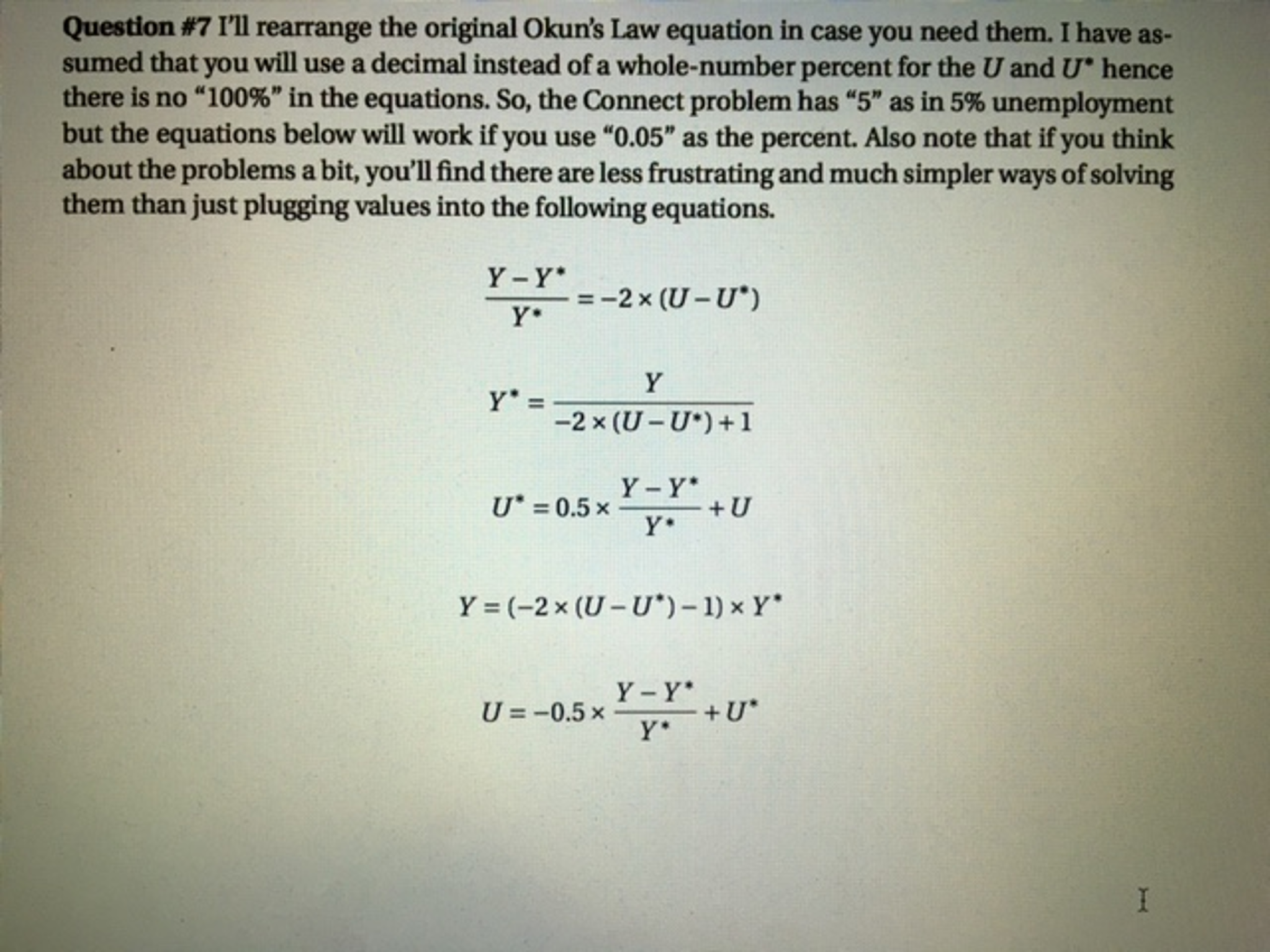 I'll Rearrange The Original Okun's Law Equation In | Chegg.com