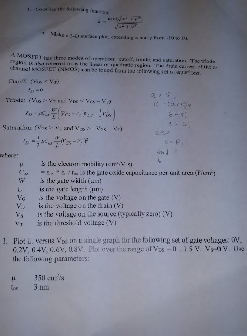 Consider the following function: a. Make a 3-D | Chegg.com