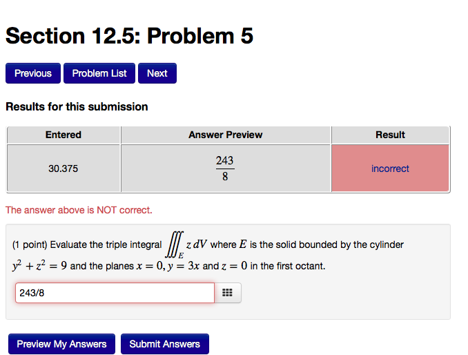 Solved Section 12.5: Problem 5 Previous Problem List Next | Chegg.com