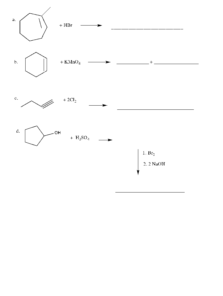 Solved Complete the following reactions by filling in each | Chegg.com