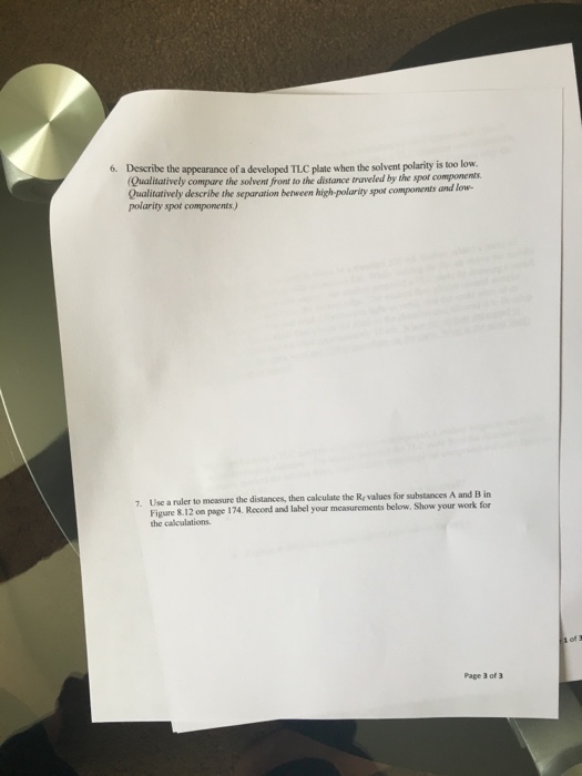 Solved Describe the appearance of a developed TLC plate when