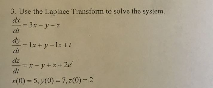 Solved Use the Laplace Transform to solve the system. dx/dt | Chegg.com