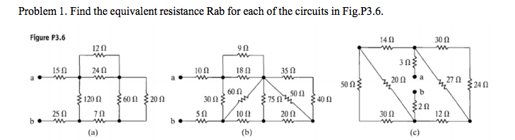 Solved Problem 1 Find The Equivalent Resistance Rab For Chegg