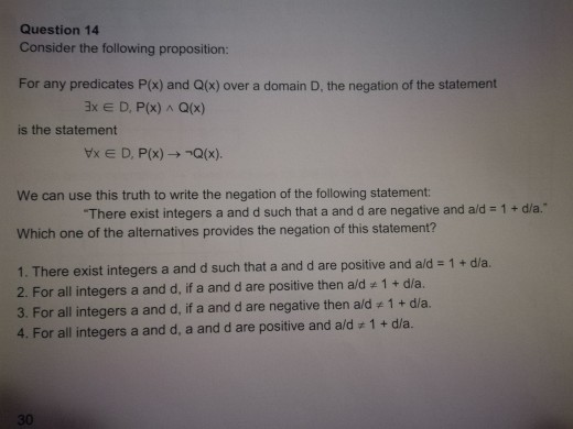 Solved Question 14 Consider The Following Proposition: For | Chegg.com