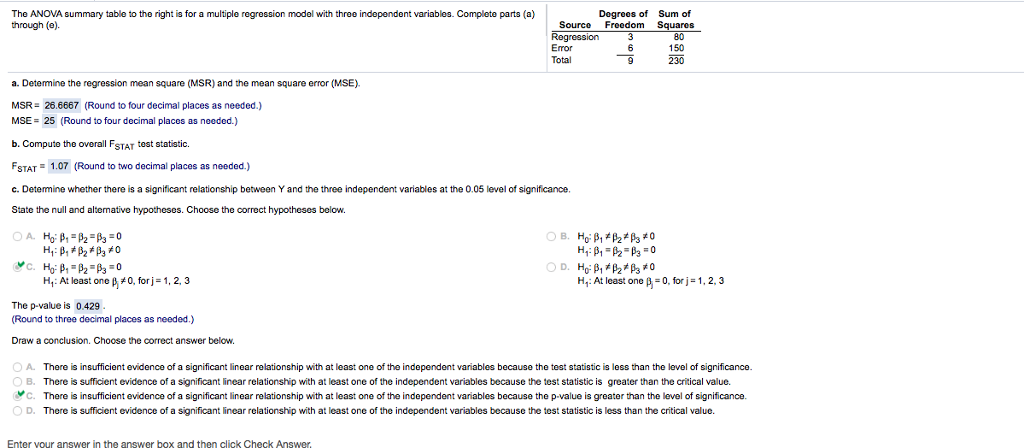 Solved The ANOVA summary table to the right is for a | Chegg.com