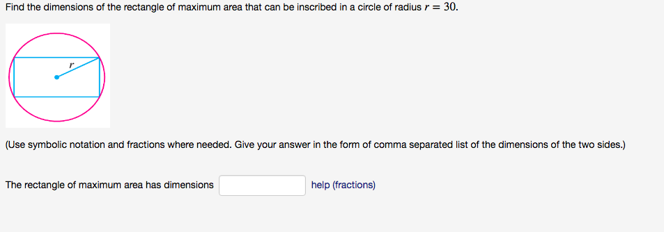 Solved Find the dimensions of the rectangle of maximum area | Chegg.com