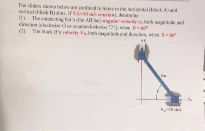 Solved The Sliders Shown Below Are Confined To Move In The 