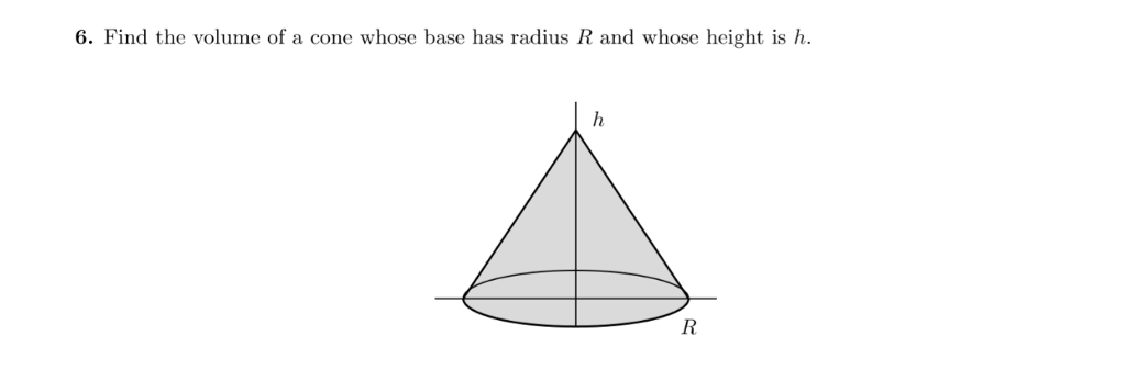 find the volume of cone whose radius is