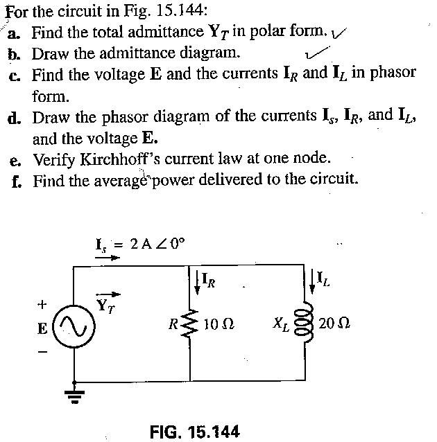 For the circuit in Fig. Find the total admittance Y | Chegg.com | Chegg.com