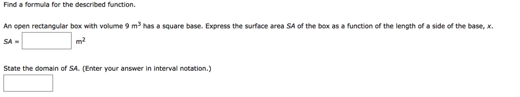 Solved find a formula for the described function an open chegg