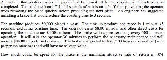 Solved A machine that produces a certain piece must be | Chegg.com