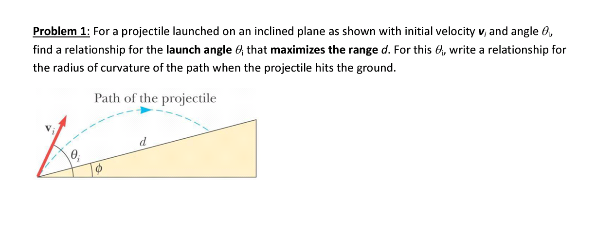 Solved Problem 1: For a projectile launched on an inclined | Chegg.com