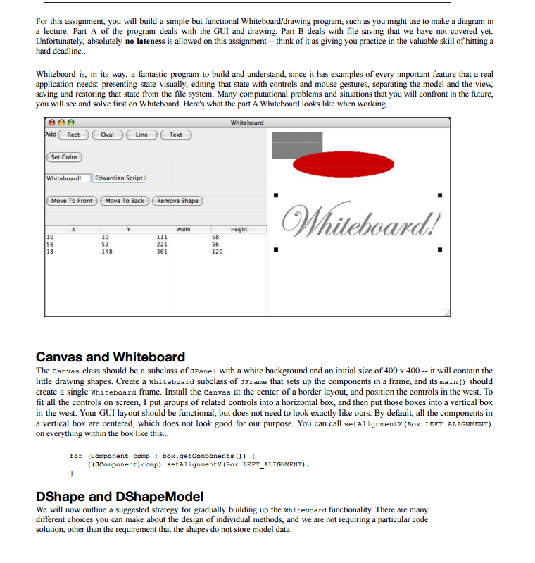 WHITEBOARD java, i ahve some code, need help with