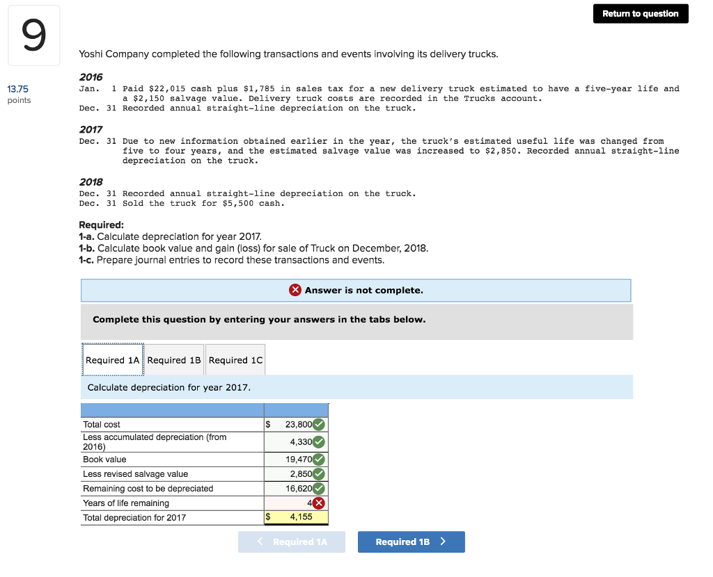 Solved Return to question Yoshi Company completed the