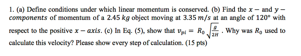 OneClass: define conditions under which linear momentum is conserved