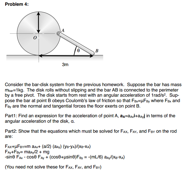 Solved RADIUS OF DISK IS 1 M Consider the bardisk system