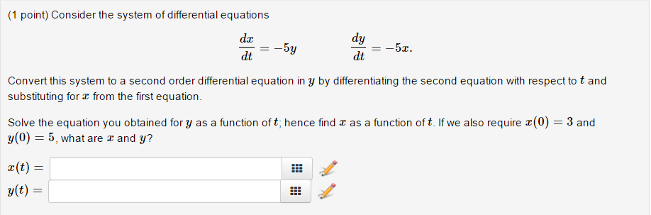 Solved Consider the system of differential equations dx/dt = | Chegg.com