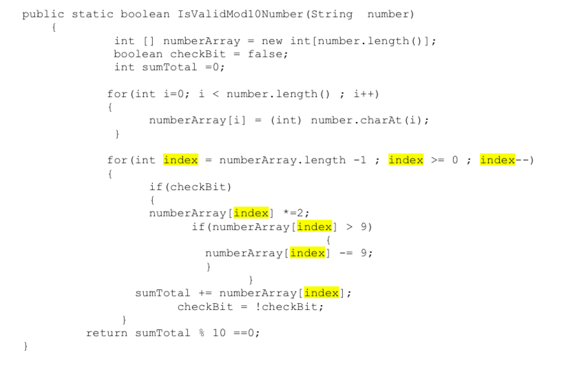 solved-public-static-boolean-isvalidmod10number-string-chegg