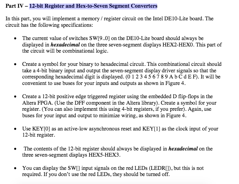 Part IV -12-bit Register and Hex-to-Seven Segment | Chegg.com