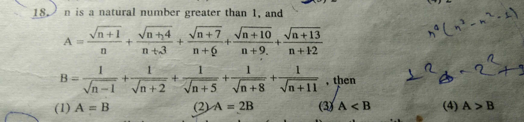 Solved 18 n is a natural number greater than 1, and B= , | Chegg.com
